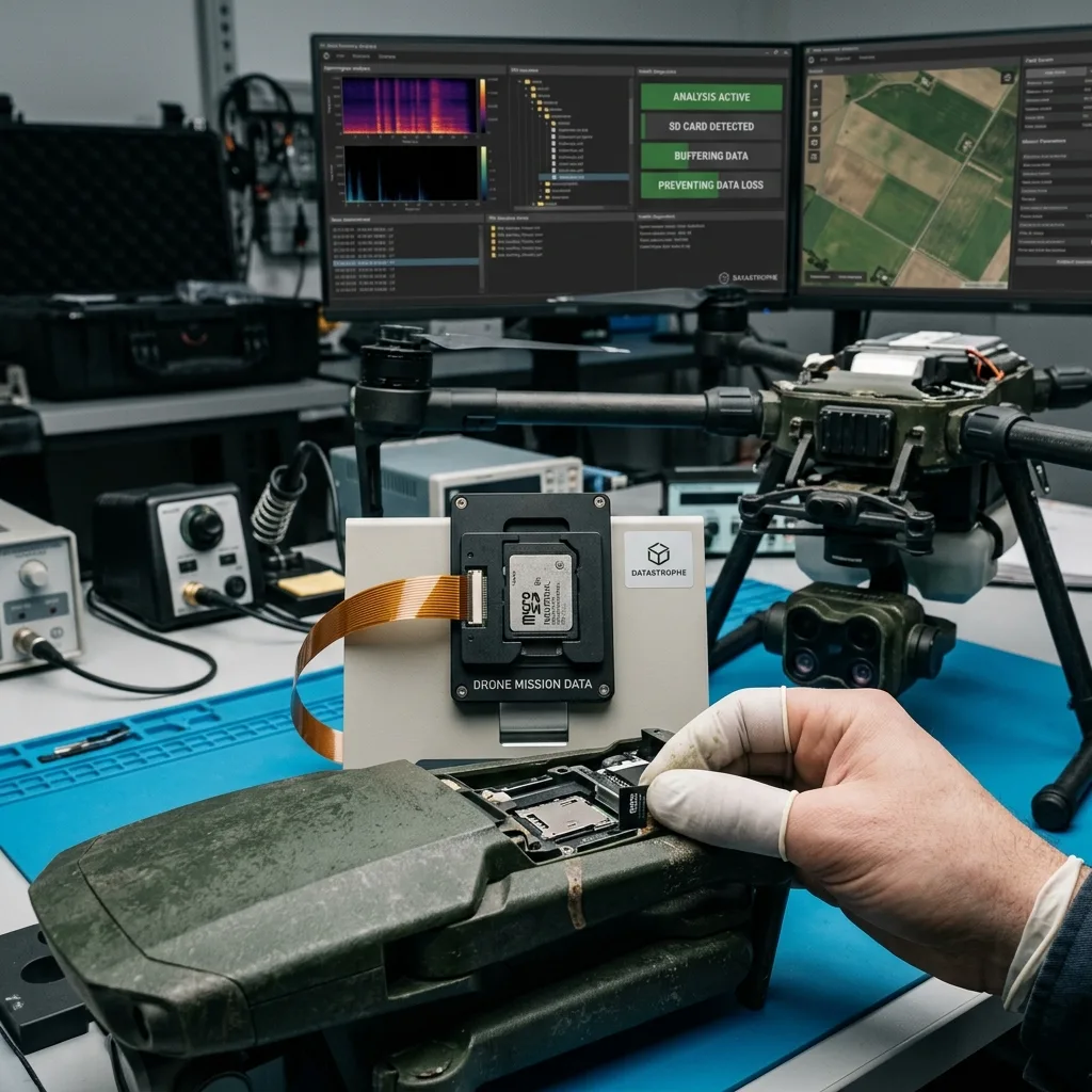 Contrôle en laboratoire d'une carte mémoire utilisée pour des données de drone d’inspection
