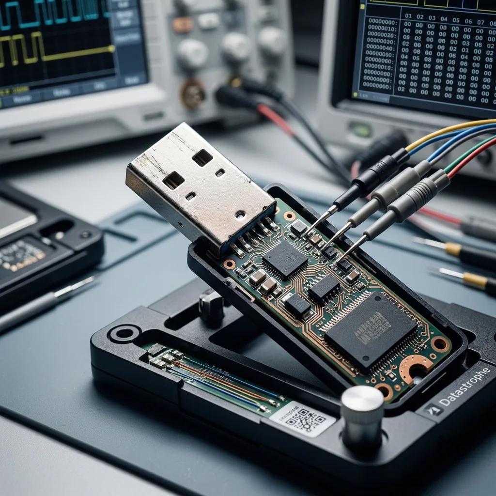 Clé USB transportée et analysée pour panne de connecteur et perte de données