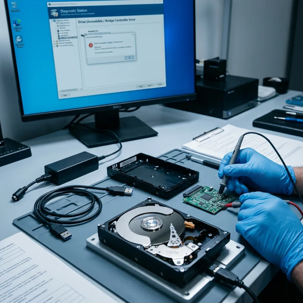 Boîtier, câble et alimentation compliquent le diagnostic en contexte de récupération de données