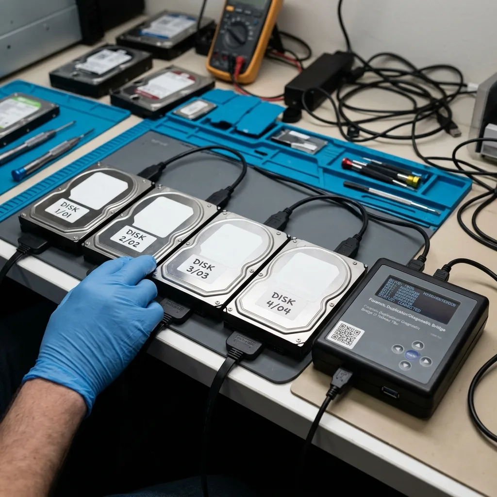 Disques RAID conservés dans leur ordre après panne d'alimentation pour récupération de données
