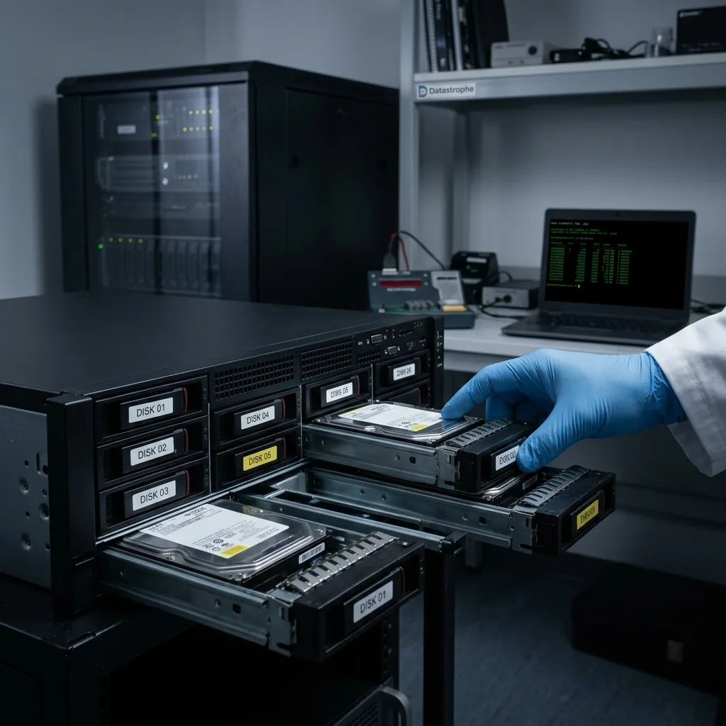 Système RAID préservé après ransomware pour diagnostic de récupération de données