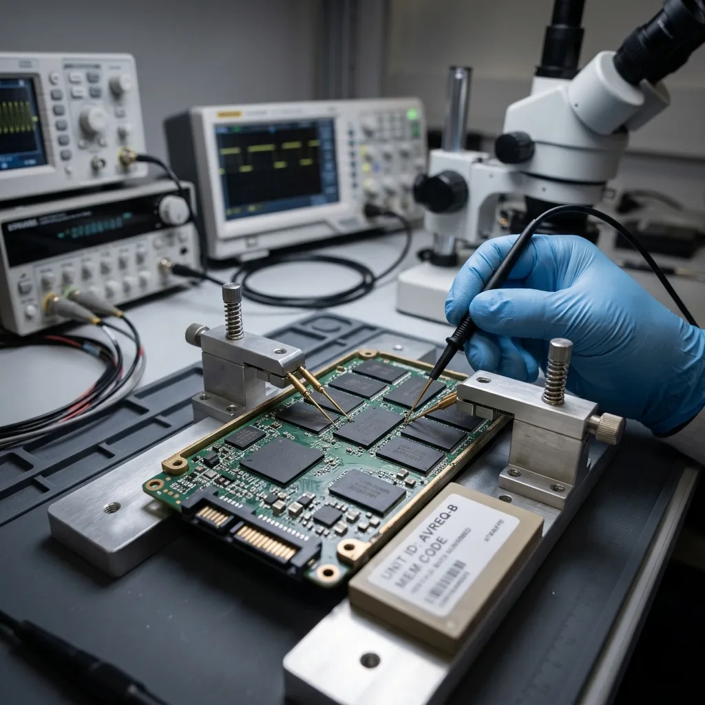 Analyse en laboratoire d'un module SSD exposé à des contraintes embarquées avant récupération de données