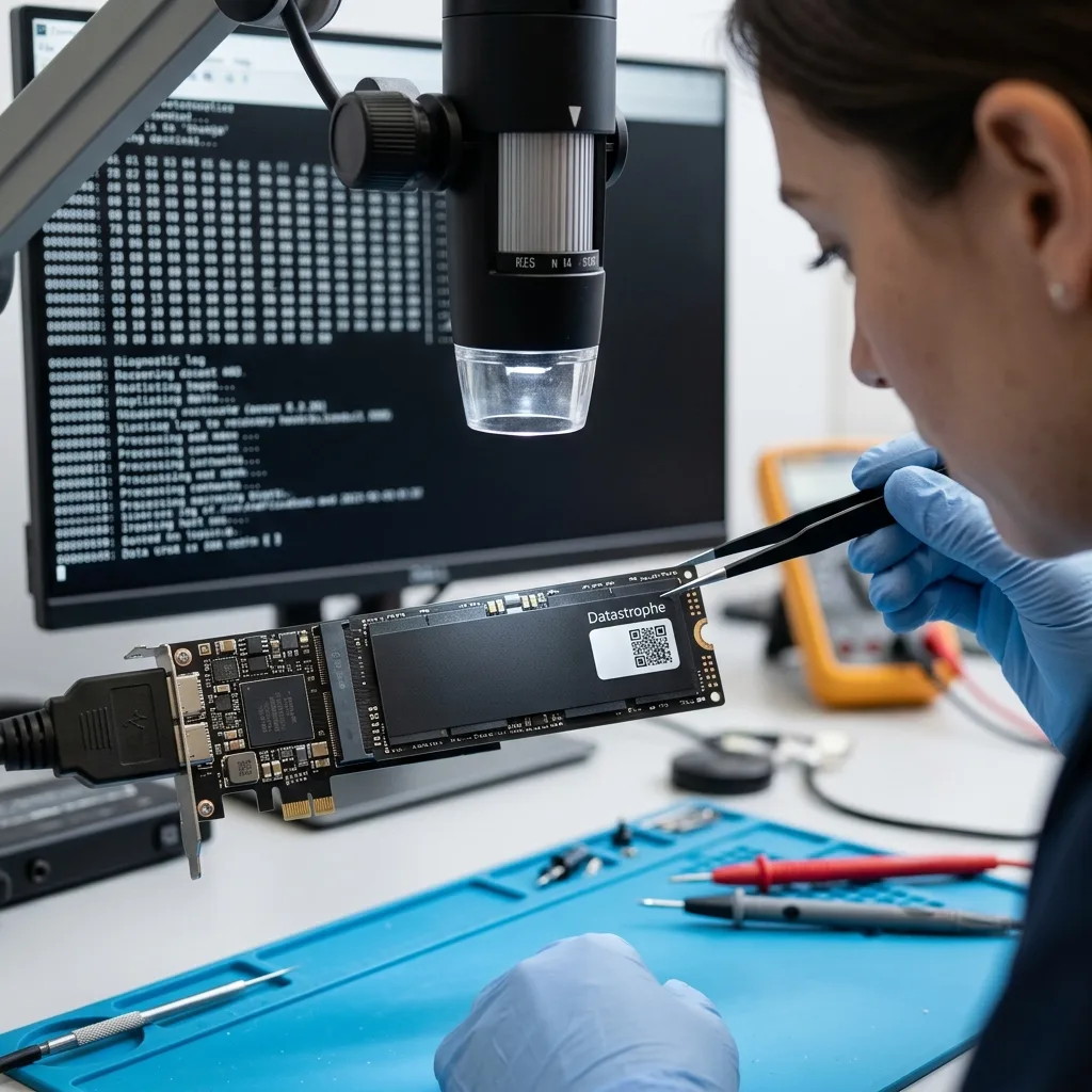 SSD NVMe analysé en laboratoire pour comprendre contrôleur TRIM et récupération de données