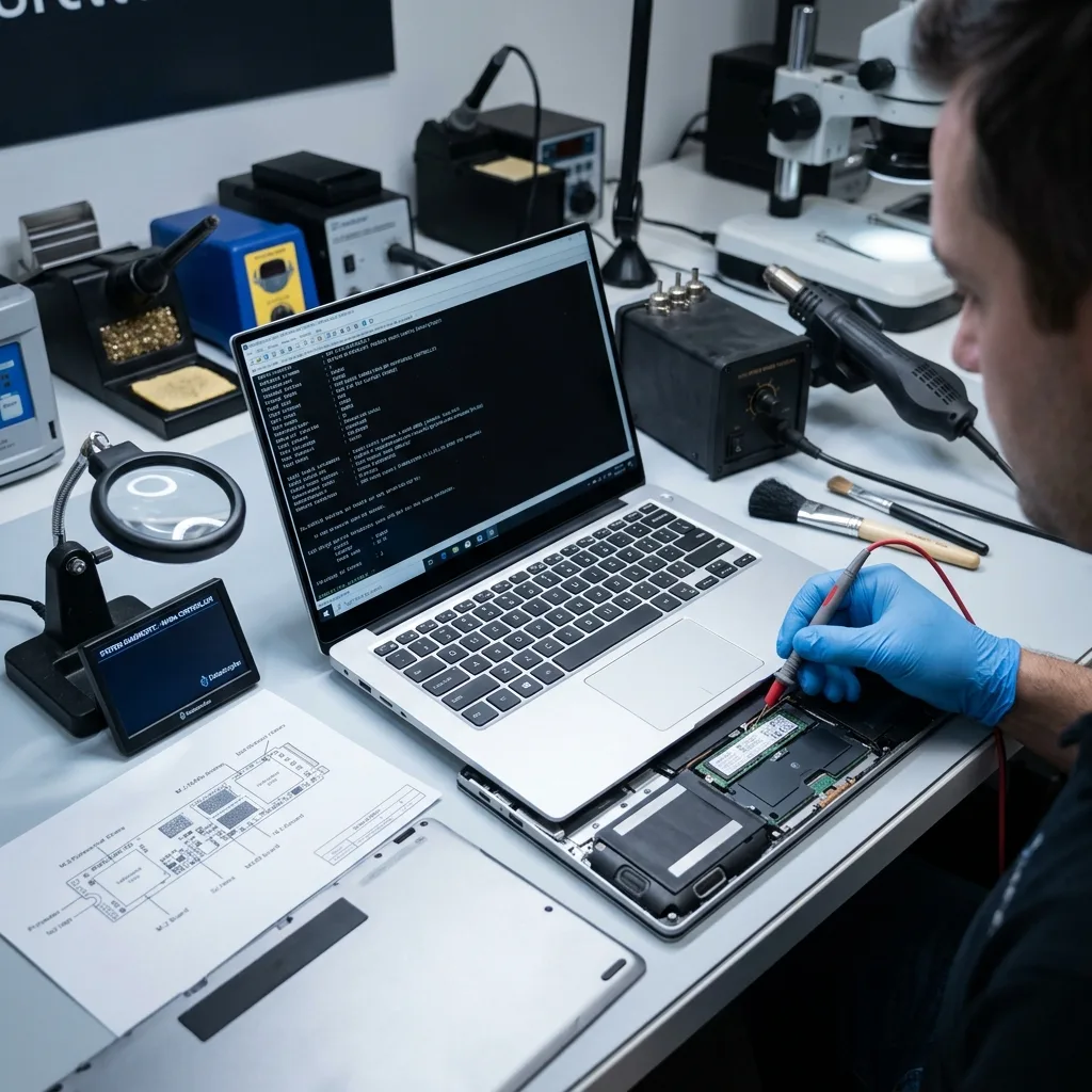 SSD de PC portable analysé pour panne et récupération de données