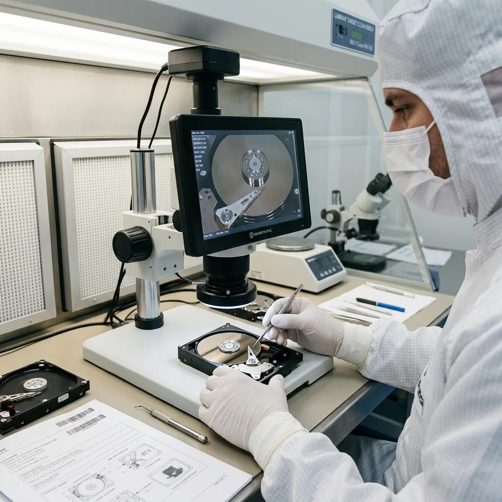 Définition visuelle de la salle blanche ISO 5 Class 100 pour récupération de données