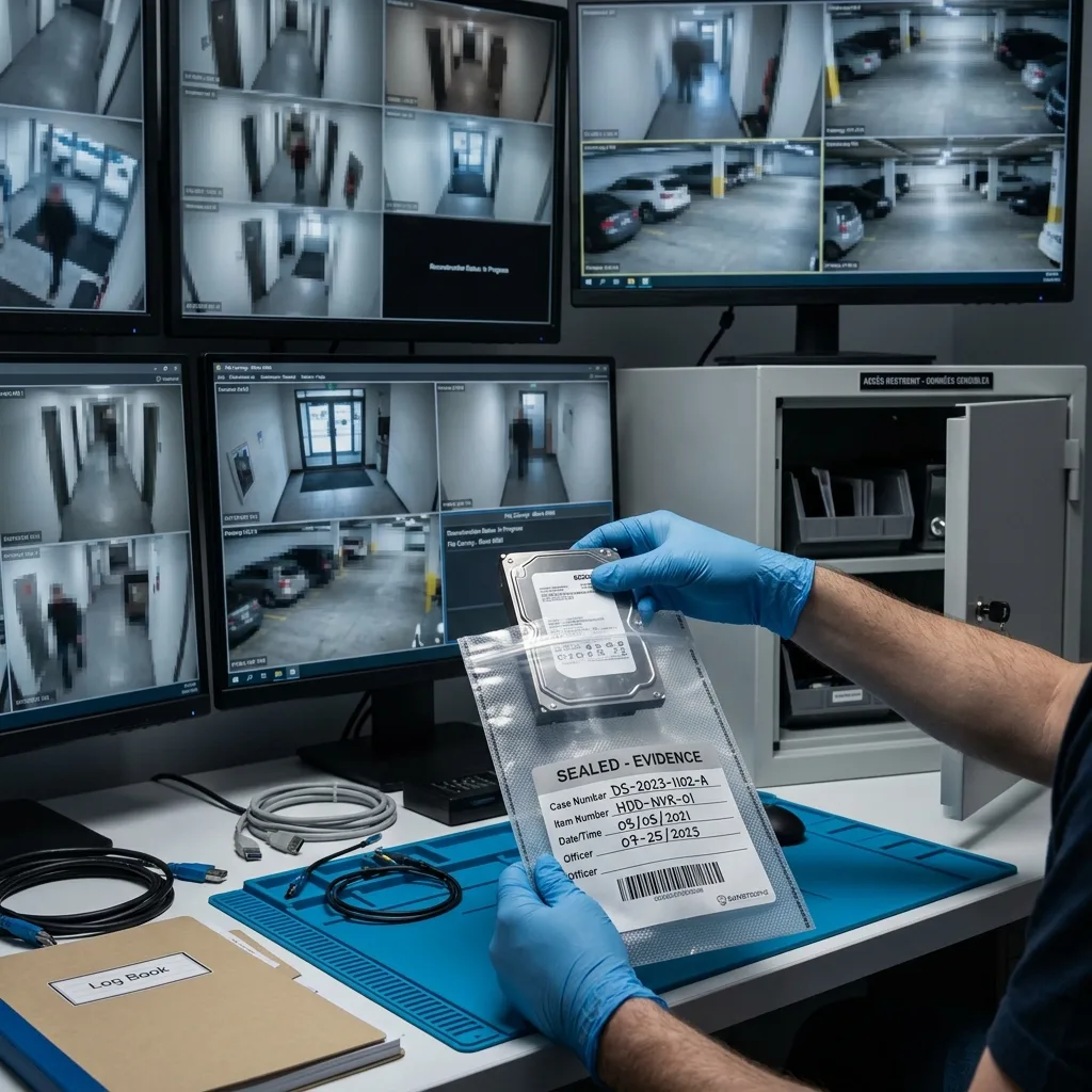 Protection de preuves vidéo et données de vidéosurveillance confidentielles pendant récupération