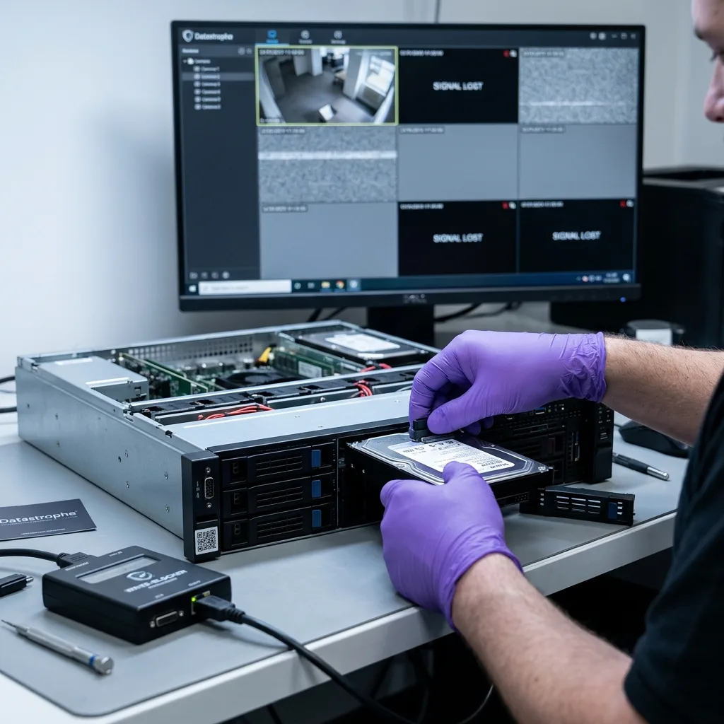 Enregistreur de vidéosurveillance en diagnostic avec flux caméras instables et signal de panne