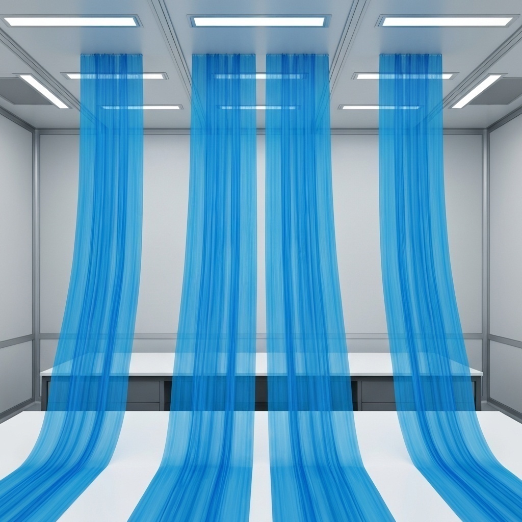 Schéma ou vue technique d’un flux d’air laminaire filtré protégeant l’espace de travail de récupération.