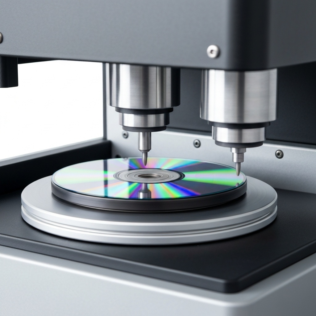 Équipement de laboratoire en train de polir la surface rayée d’un disque optique pour permettre la récupération des données.