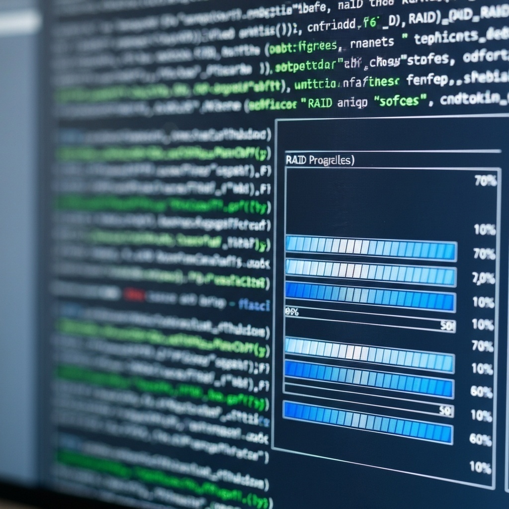 Interface logicielle professionnelle montrant l’analyse hexadécimale et l’assemblage des fragments de données pour reconstruire un RAID.