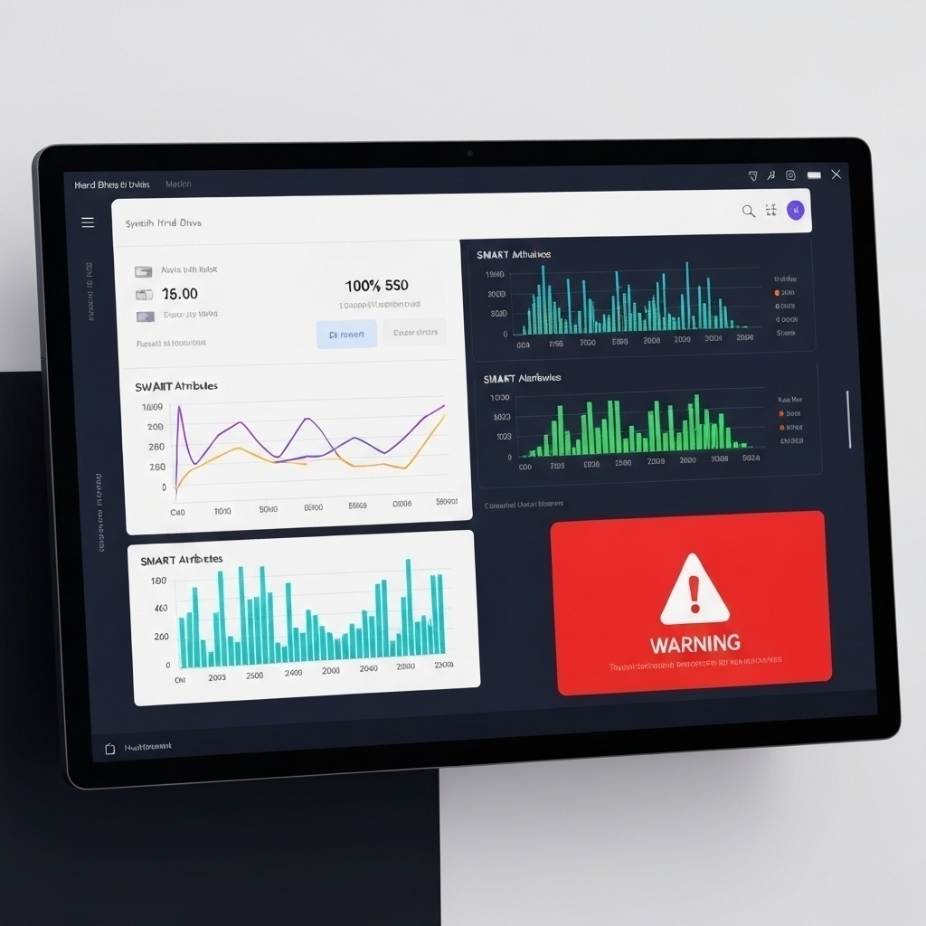 Tableau de bord de supervision affichant les alertes SMART prédictives avant la défaillance d’un disque dur.