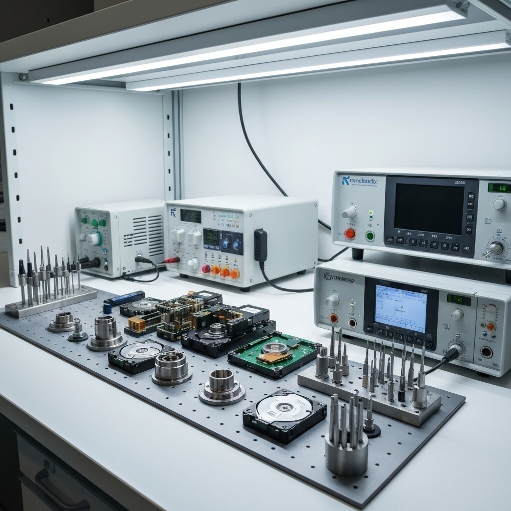Laboratoire moderne Datastrophe avec équipement spécialisé pour traiter les supports hybrides, inspirant confiance et expertise.