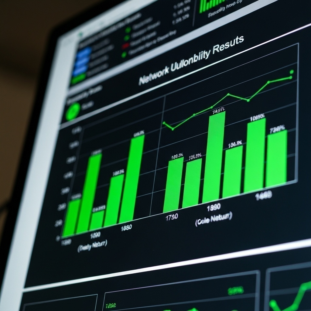 Écran de monitoring affichant des graphiques d’analyse de vulnérabilité et des scanners de ports.