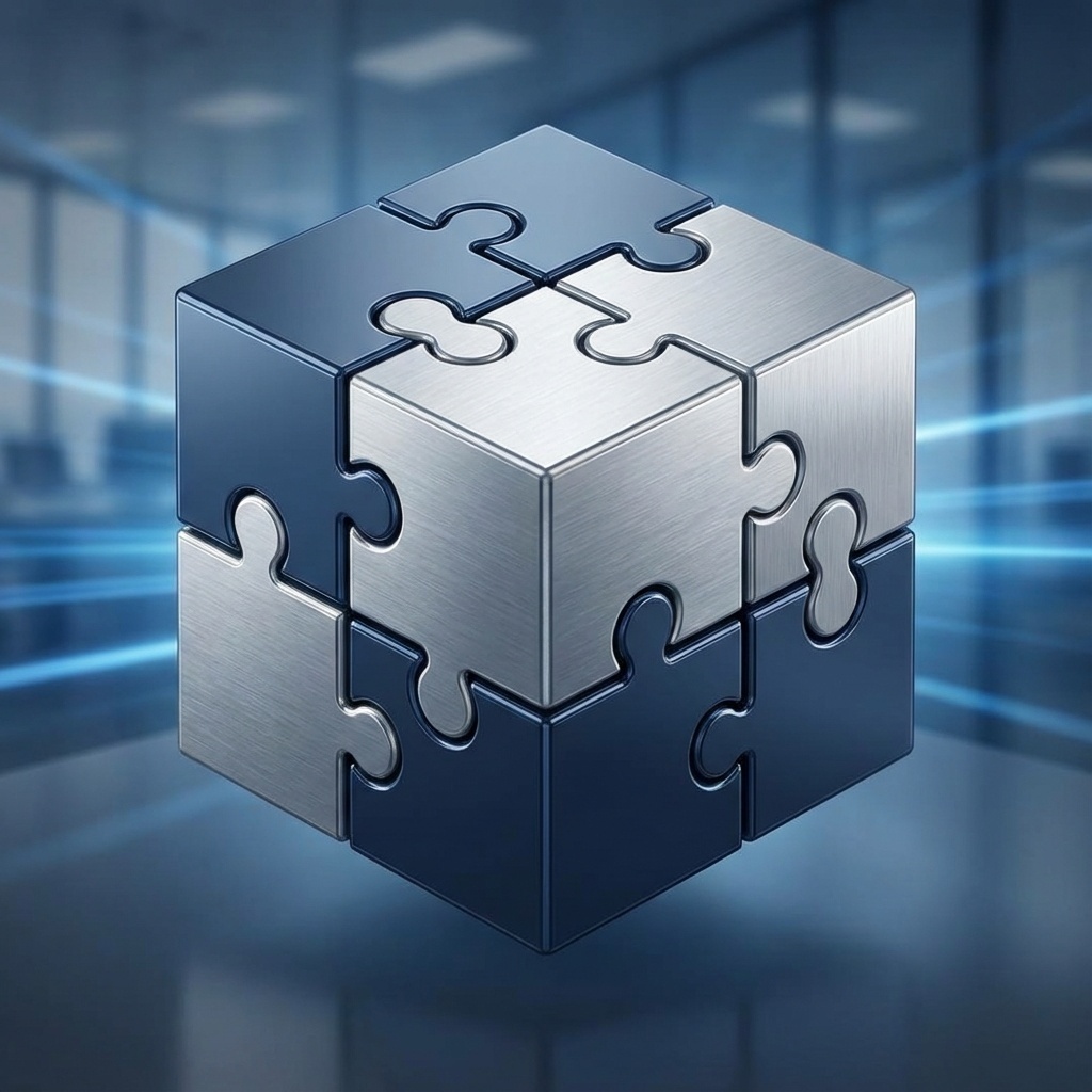 Représentation abstraite de solutions professionnelles : contrats de maintenance, technologies de redondance et expertise technique, sur fond technologique.