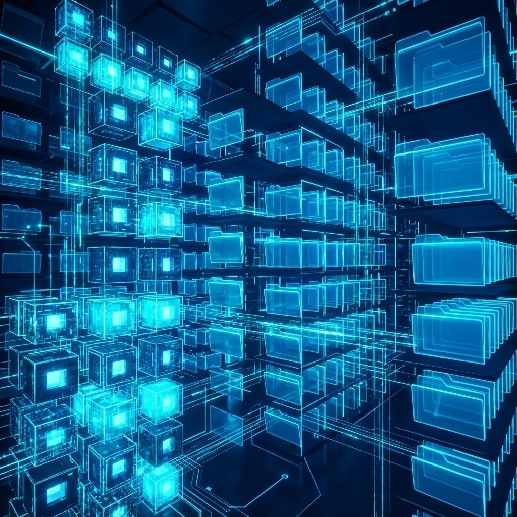 Archives numériques ou classeurs techniques stylisés, symbolisant l’organisation et l’accès à l’information critique.